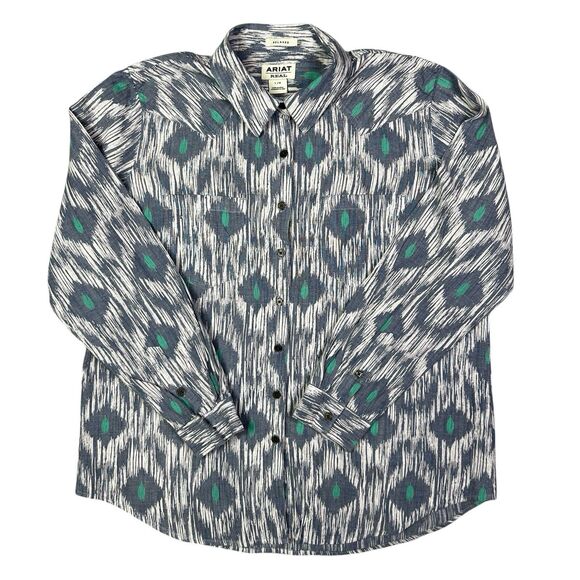 Ariat Women’s Real Billie Jean Long Sleeve Southwest Button Up Top Size Large - Picture 1 of 7